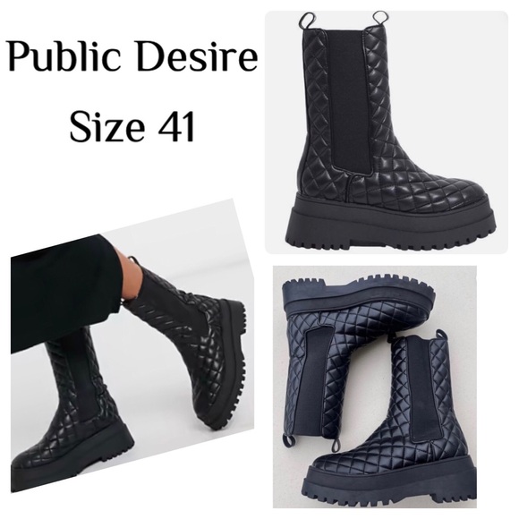 Public Desire Shoes - Public Desire Black Quilted Kids Boots